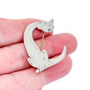Vintage Mexico Taxco TV-21 Sterling Silver 925 Cat Letter C Brooch
